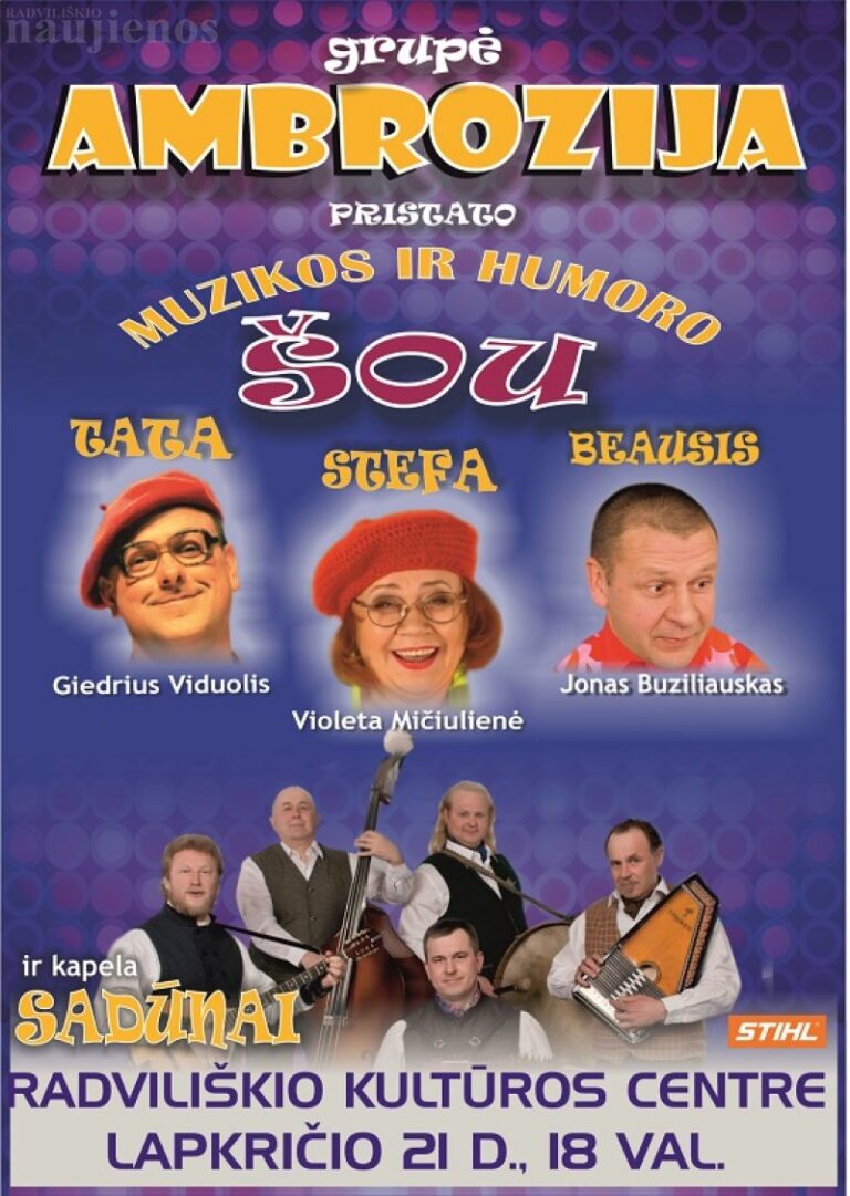 Lapkričio 21 dieną – grupės „Ambrozija“ ir „Sadūnų“ muzikos ir humoro šou
