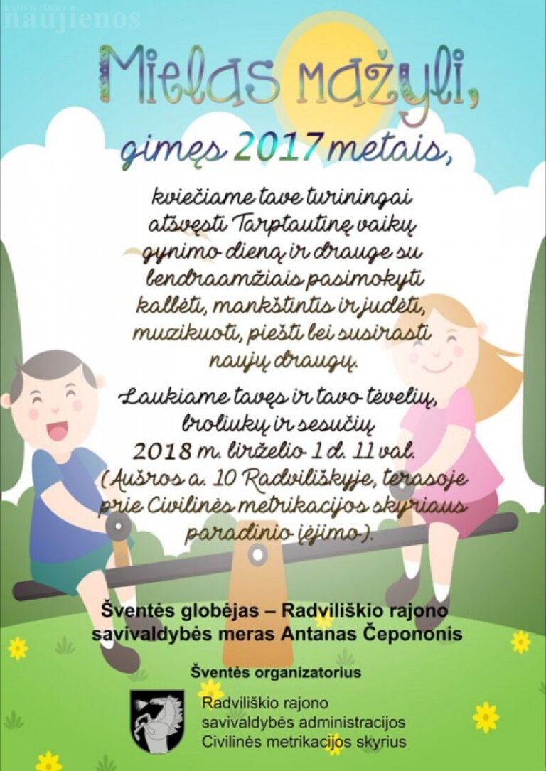 Kviečiame drauge atšvęsti Tarptautinę vaikų gynimo dieną