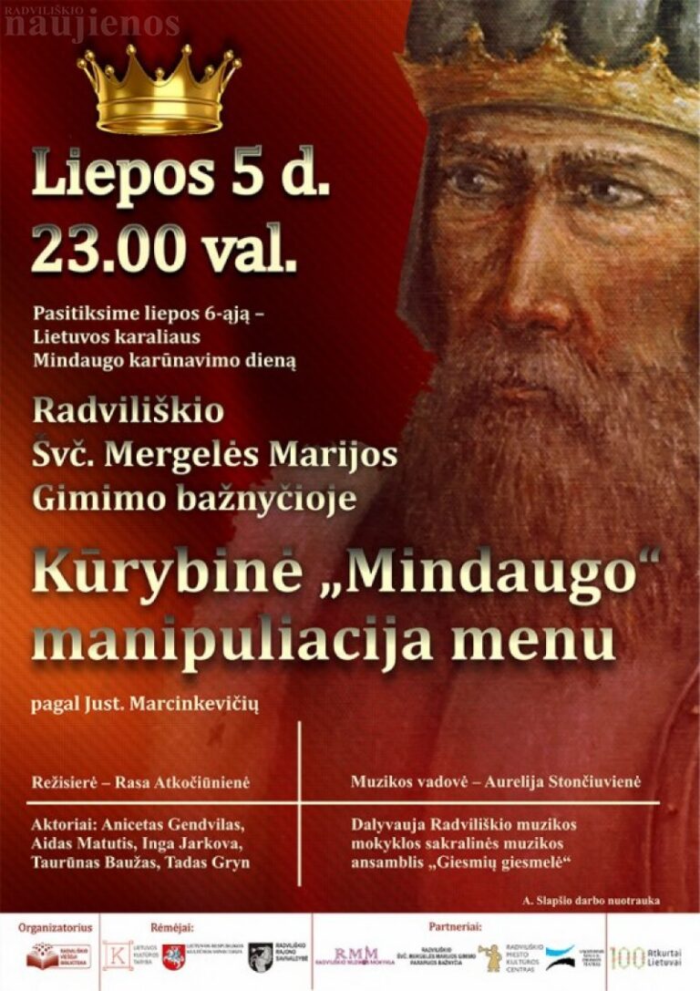 Liepos 5-osios vakarą bažnyčioje – kūrybinė „Mindaugo“ manipuliacija menu