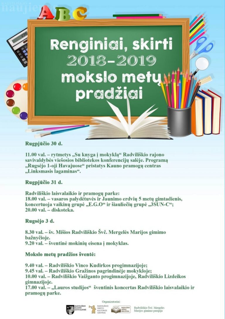 Rugsėjo 3-iąją – Mokslo metų pradžios šventė ir kiti renginiai