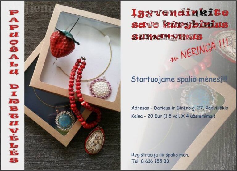 Papuošalų dirbtuvėlės atsidaro spalio mėnesį