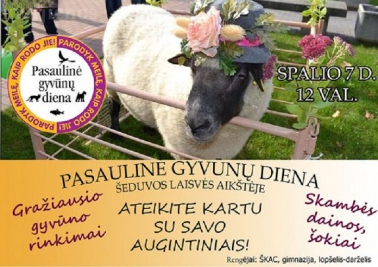 Spalio 7 dieną Šeduvoje – Pasaulinė gyvūnų diena