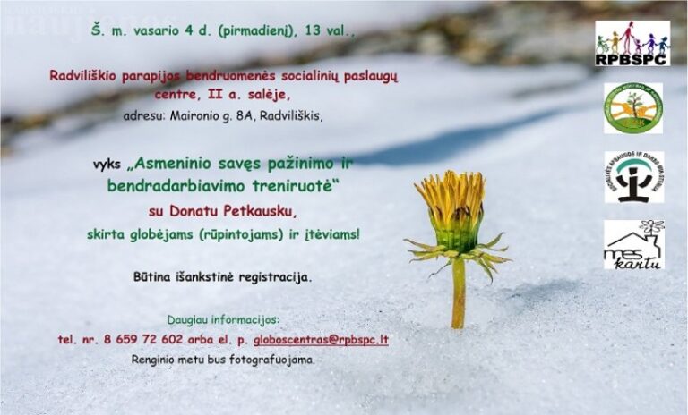 Globėjai ir įtėviai kviečiami į „Asmeninio savęs pažinimo ir bendradarbiavimo treniruotę“