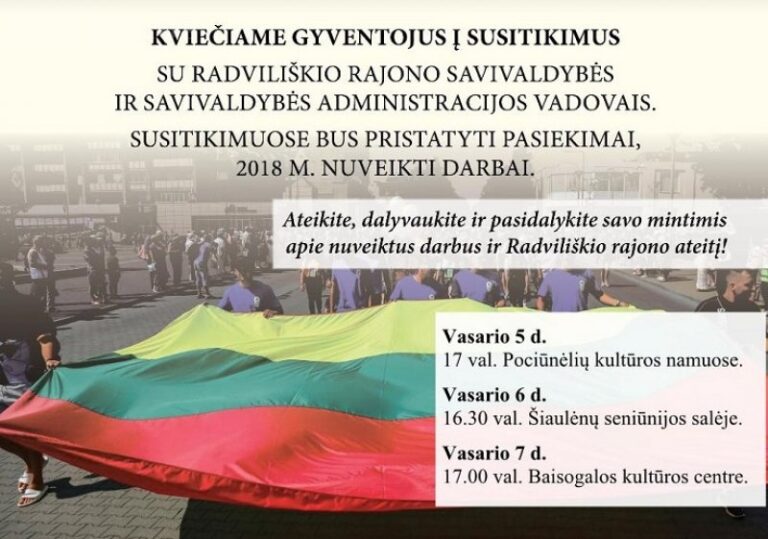 Gyventojai kviečiami į susitikimus su Radviliškio rajono savivaldybės vadovais