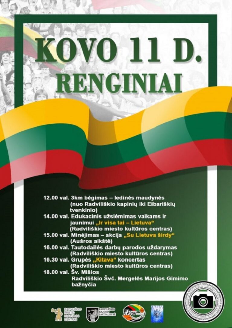 Kviečia Kovo 11-osios renginiai Radviliškyje