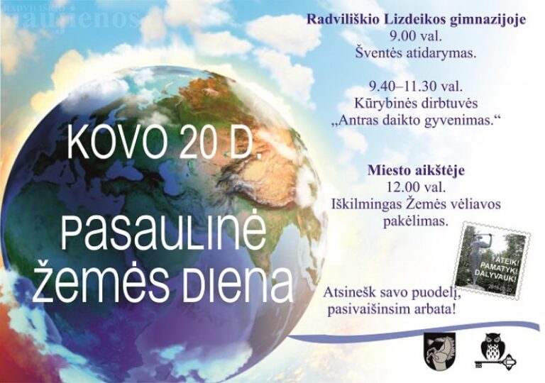 Kovo 20 dieną kviečia Pasaulinės Žemės dienos renginiai