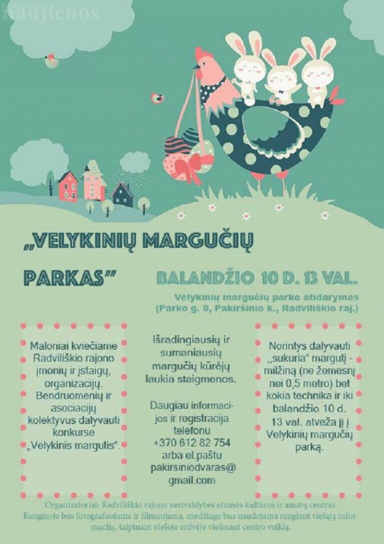 Balandžio 10 dieną Pakiršinyje – velykinių margučių parko atidarymas
