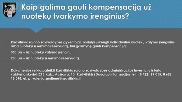 Kaip gauti kompensaciją už nuotekų tvarkymo įrenginius?