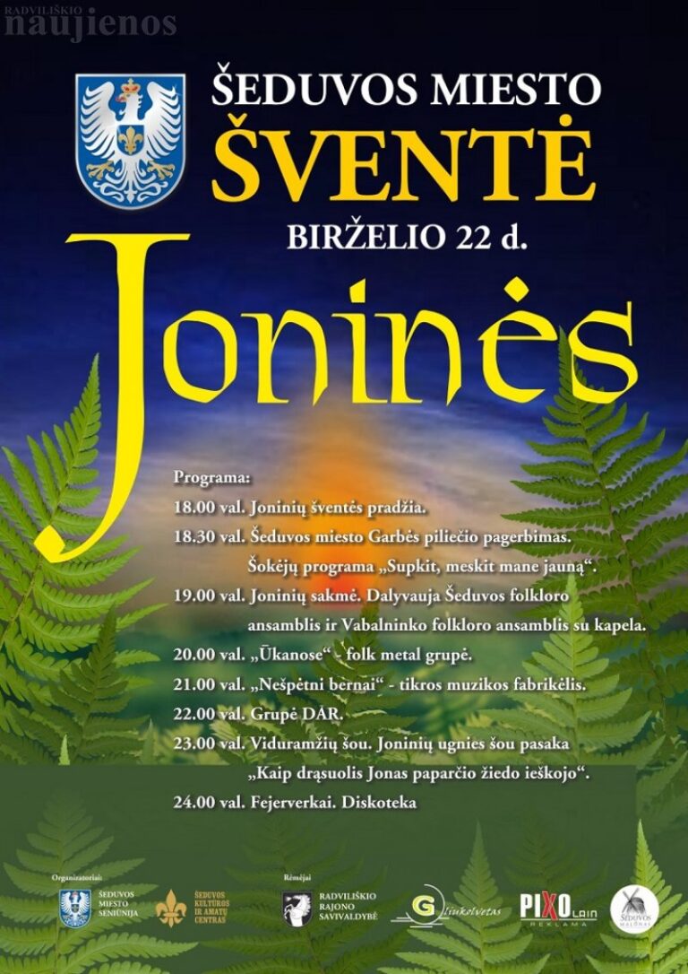 Šeduvos miesto šventės renginiai – birželio 22-ąją