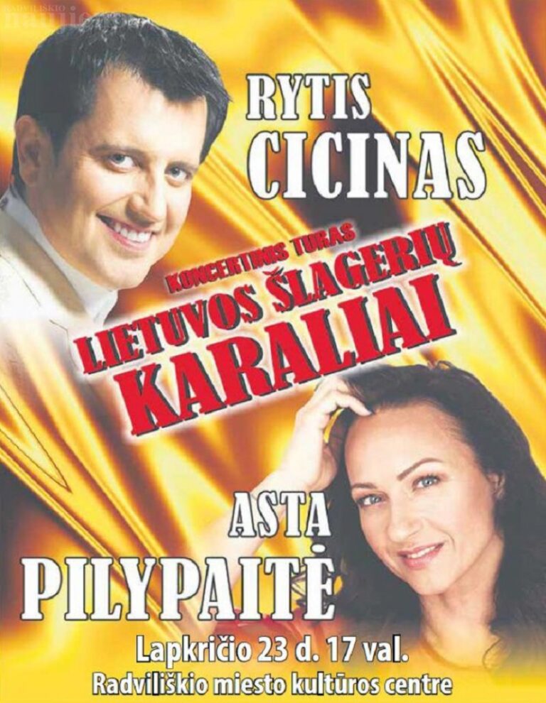 Lapkričio 23 dieną Radviliškyje koncertuos Lietuvos šlagerių karaliai Rytis Cicinas ir Asta Pilypaitė