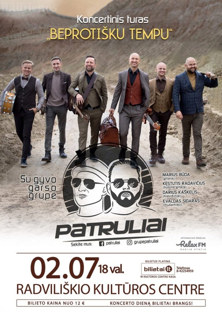 Vasario 7 dieną Radviliškyje koncertuos grupė „Patruliai“