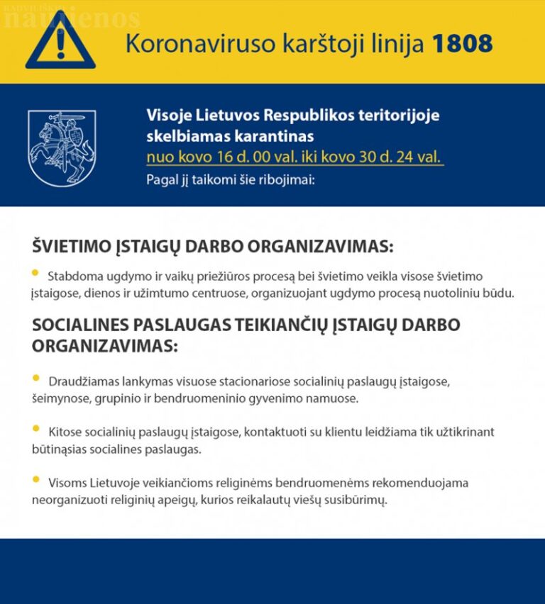 Švietimo įstaigų ir socialines paslaugas teikiančių įstaigų darbo organizavimas