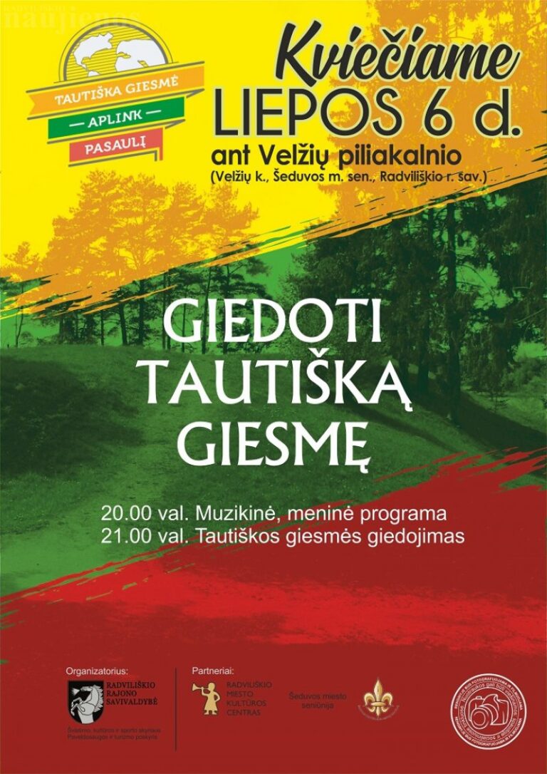 Liepos 6-ąją ant Velžių piliakalnio kartu giedokime Tautišką giesmę