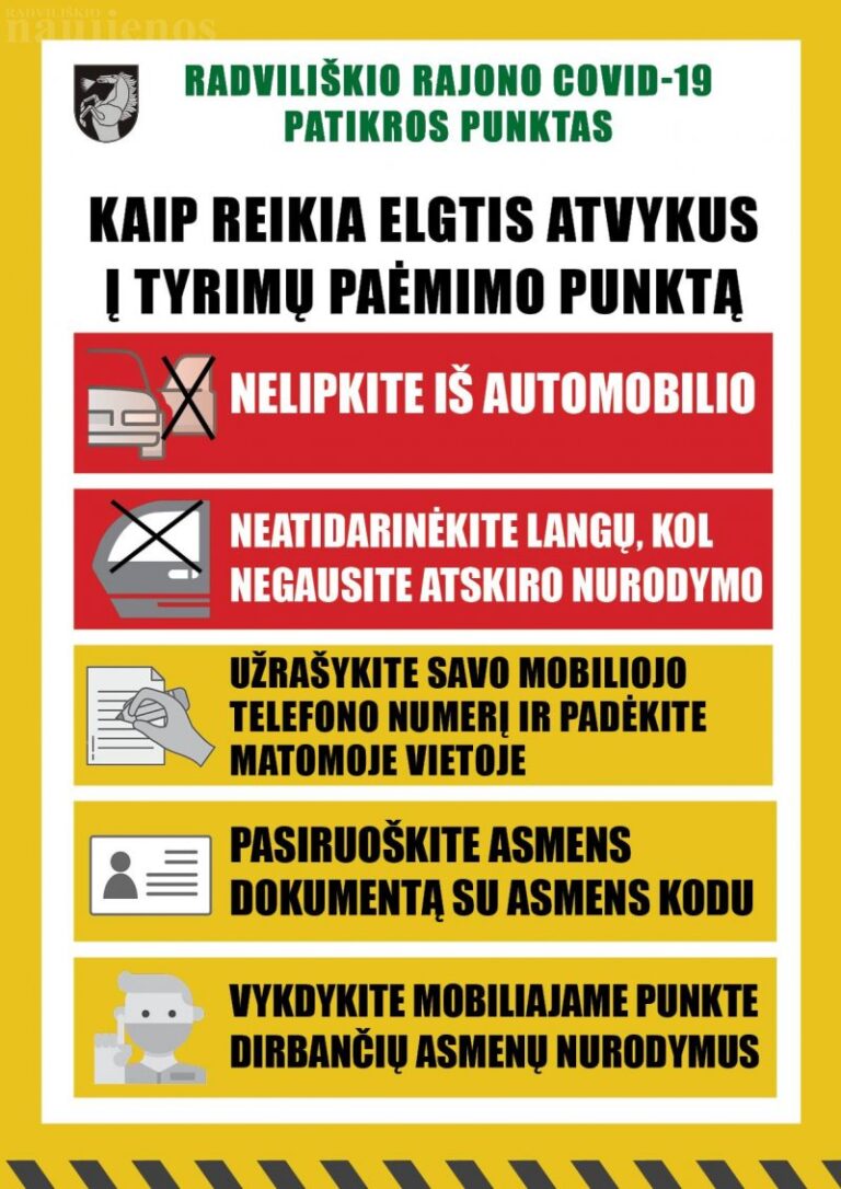 Išsitirti dėl „koronos“ gali visi Radviliškio rajono gyventojai, tereikės pasakyti kodą „Radviliškio gyventojai“