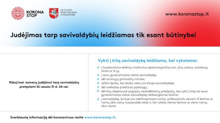 Judėti tarp savivaldybių negalėsime iki sausio 31 dienos