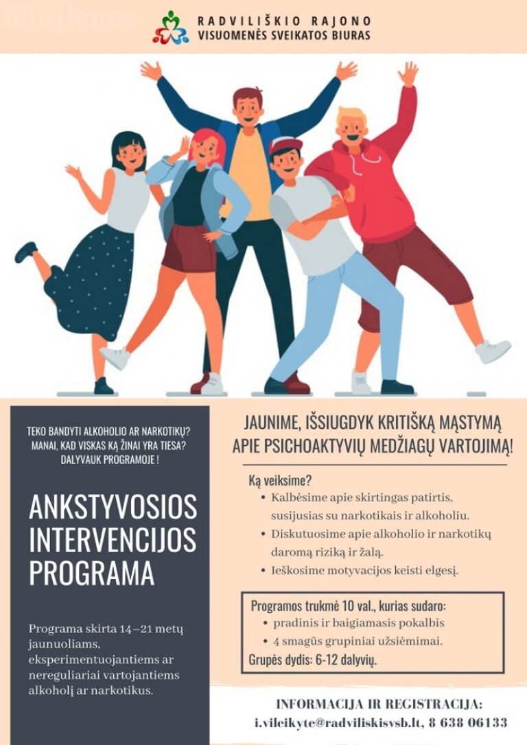 Radviliškio rajono jaunimas jau gali registruotis į ankstyvos intervencijos programą