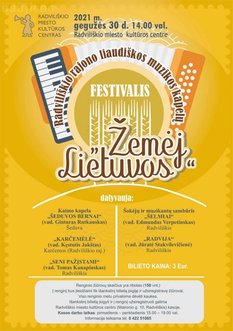 Gegužės 30 dieną Radviliškyje šurmuliuos liaudiškos muzikos kapelų festivalis