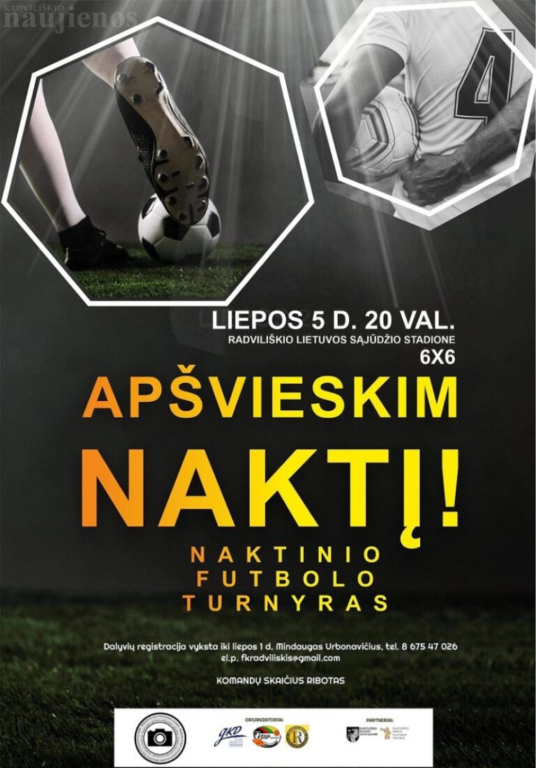 Jau šį vakarą – Radviliškio stadione prasidės 6X6 naktinio futbolo turnyras