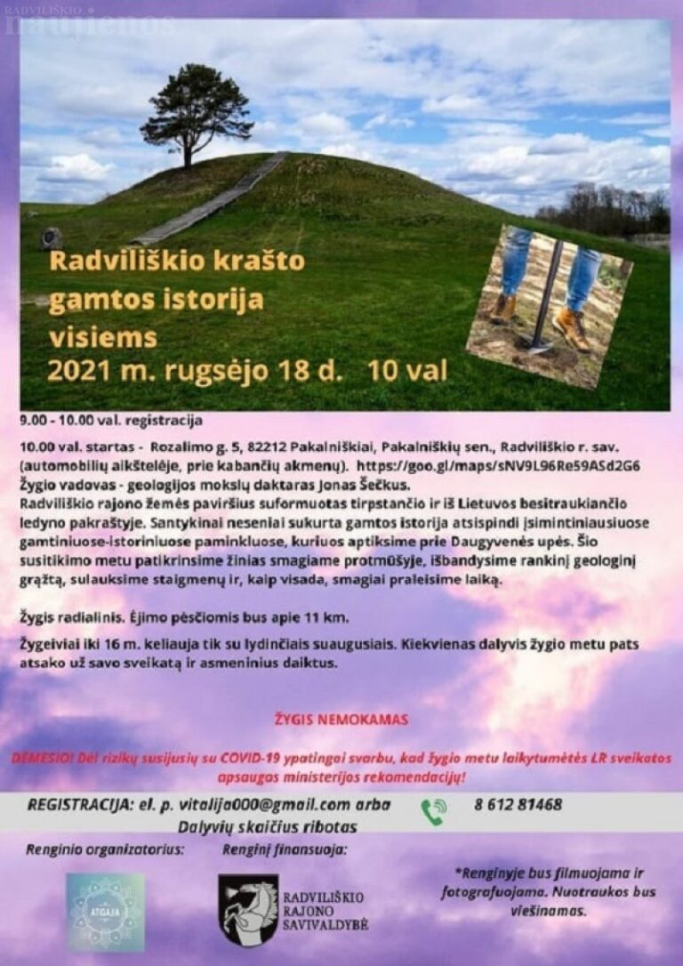 Rugsėjo 18 dieną rengiamas žygis „Radviliškio krašto gamtos istorija – visiems“