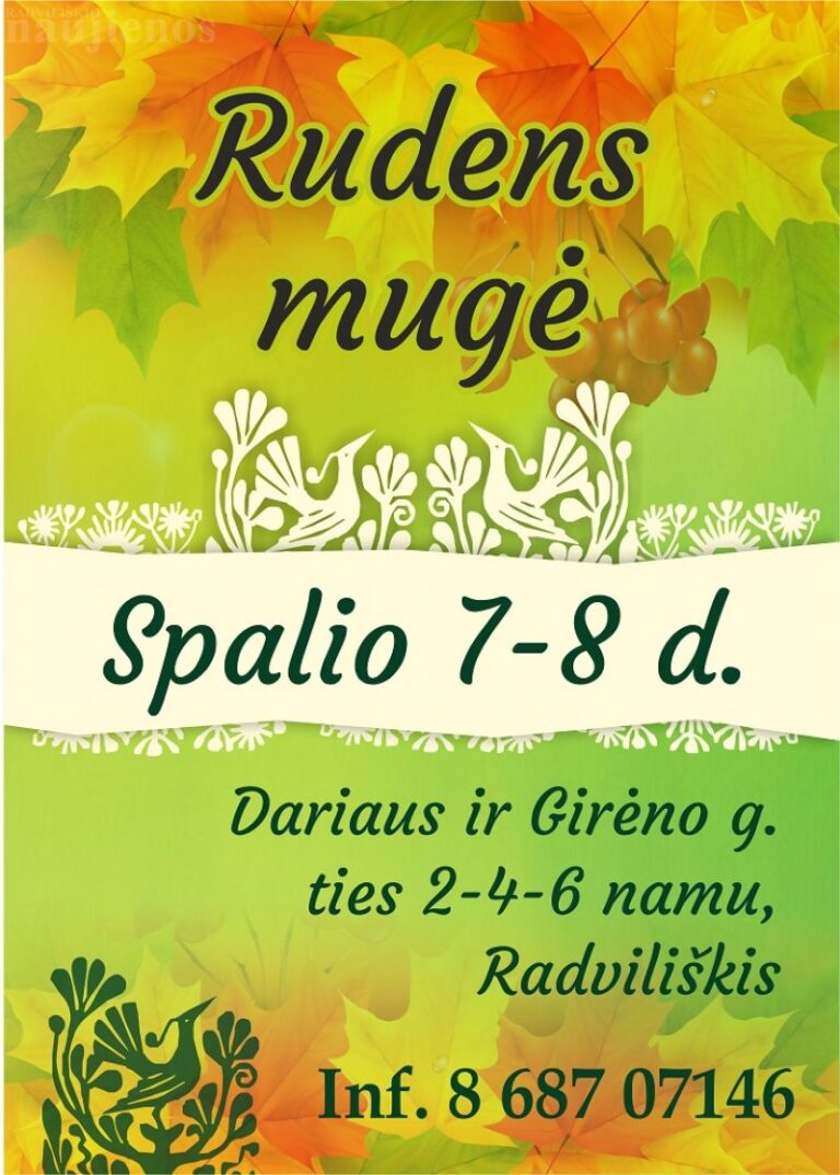 Spalio 7-8 dienomis Radviliškyje vyks rudens mugė