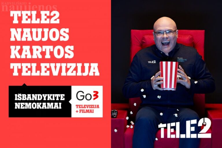 „Tele2“ pasiūlymas televizijai „Go3“: 1 mėn. nemokamų filmų, serialų ir kitų pramogų be įsipareigojimų