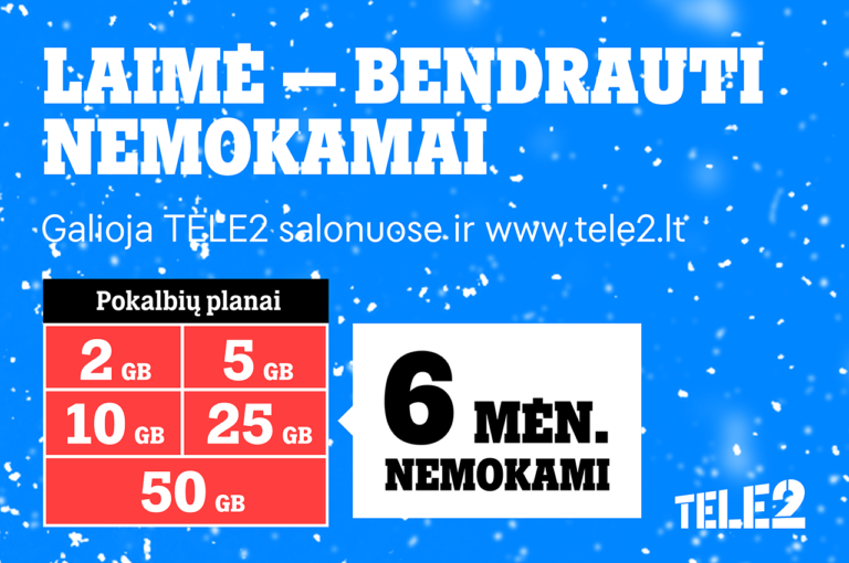 Per Kalėdas dovanokite laimę bendrauti ir patys gaukite dovanų: „Tele2“ tęsia šventinių pasiūlymų maratoną